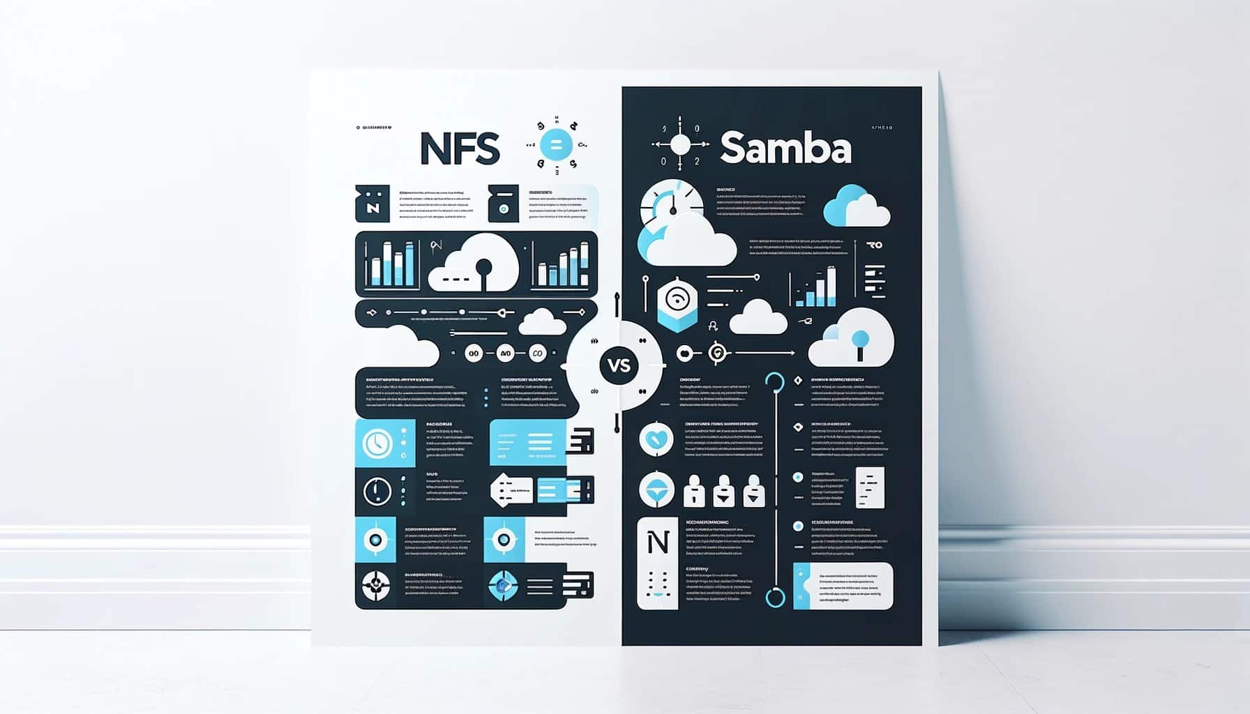 A graphic comparing NSF vs. Samba.