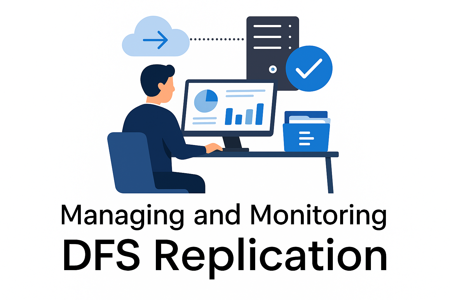 A visual representation of monitoring DFS replication status.
