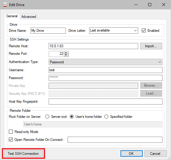 Callback SFTP Drive - new drive details