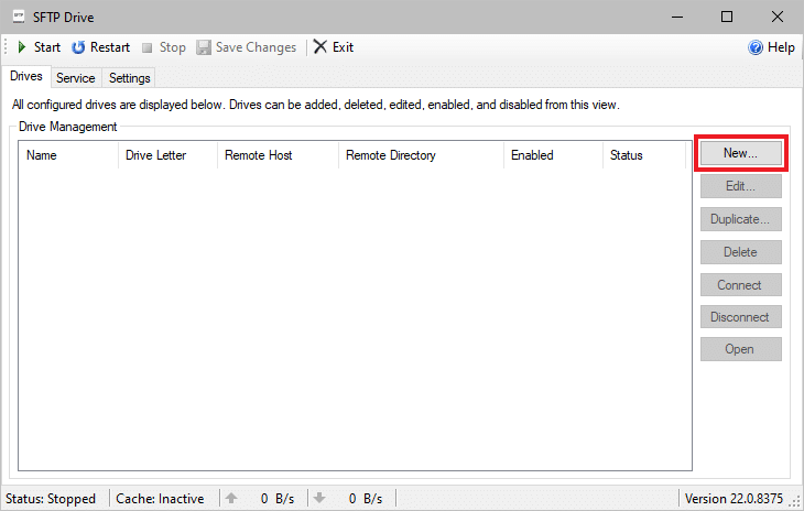 Callback SFTP Drive - create new drive