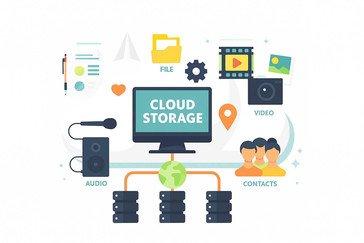 A graphic displaying various cloud storage options.