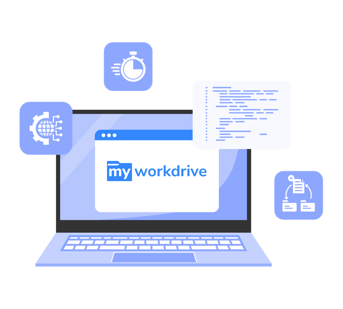 Comparison diagram showing MyWorkDrive advantages over cloud-first platforms including data control and deployment flexibility